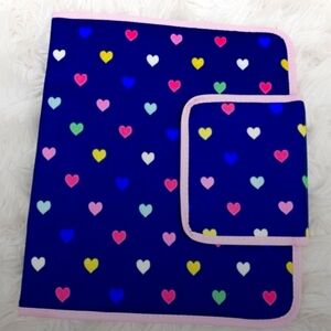NEW Pottery Barn Kids Mackenzie Navy Pink Multi Color Heart 3 Ring Binder
